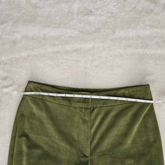 Topshop Green Flare Pants Size 4 70s Retro Tailored Eclectic Velour Whimsigoth - Picture 6 of 12
